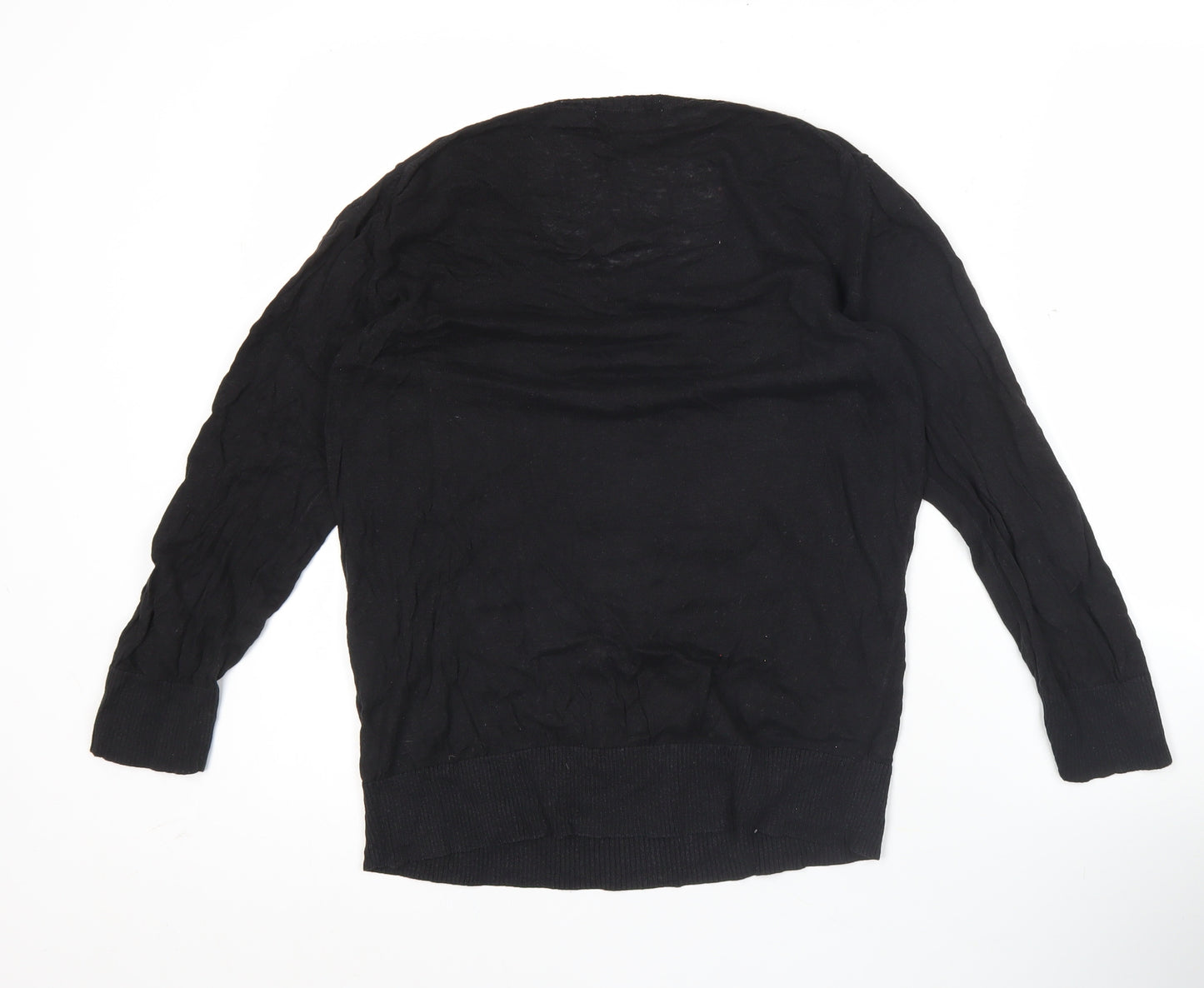 Uniqlo Men's Black Medium Pullover Jumper Linen Cotton Blend