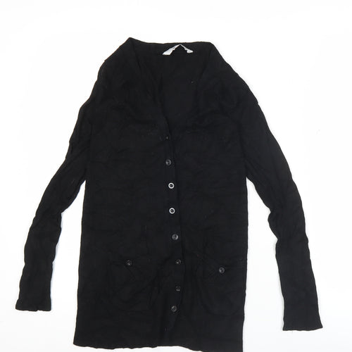 Pull and Bear Womens Black Cardigan Size S Long Sleeve V-Neck Knit