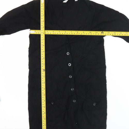 Pull and Bear Womens Black Cardigan Size S Long Sleeve V-Neck Knit