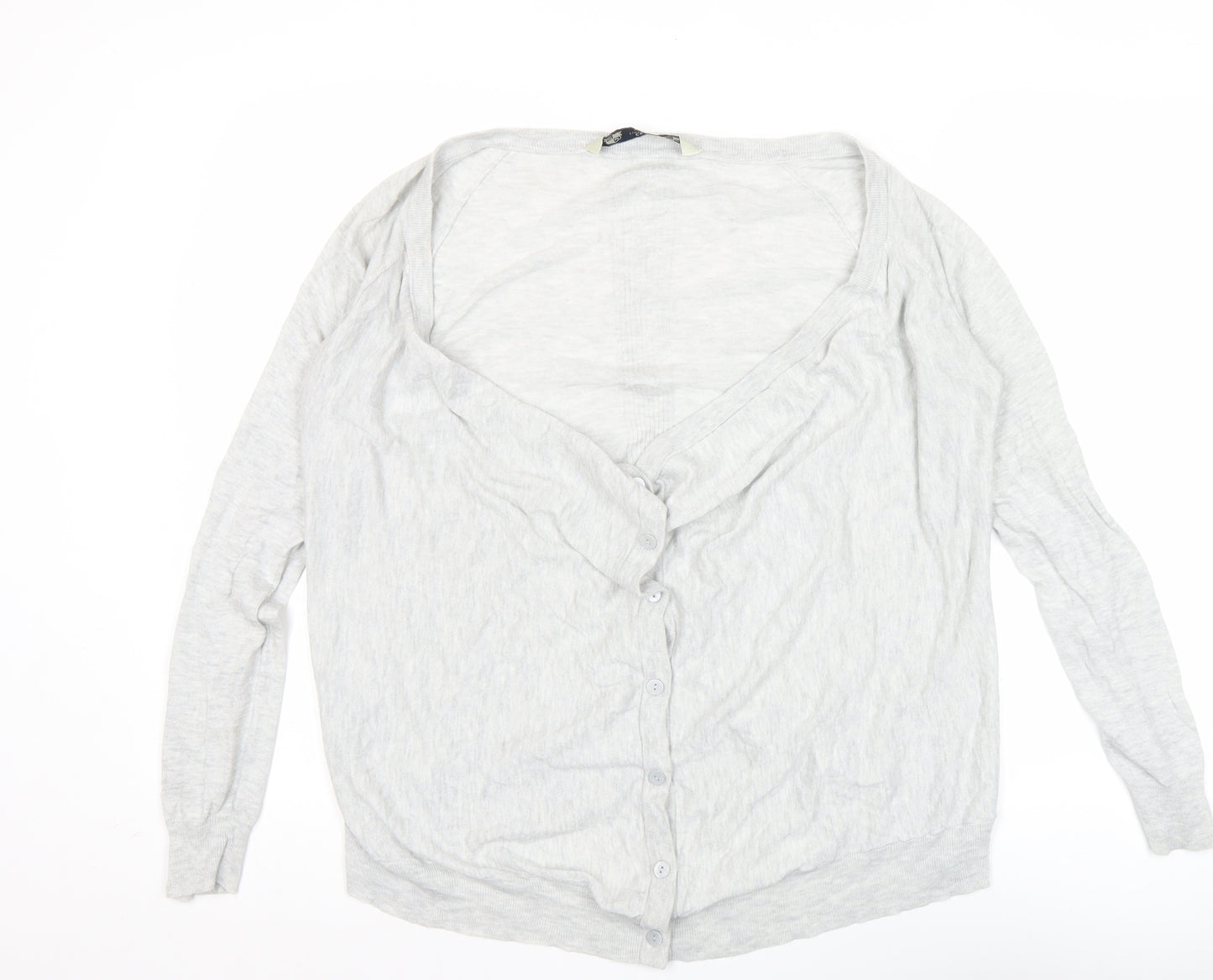 Crew Clothing Co. Womens Grey Cardigan Size 12 V-Neck Long Sleeve