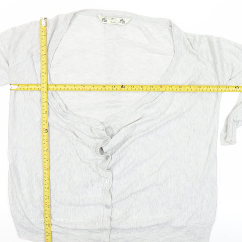 Crew Clothing Co. Womens Grey Cardigan Size 12 V-Neck Long Sleeve
