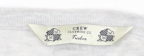 Crew Clothing Co. Womens Grey Cardigan Size 12 V-Neck Long Sleeve