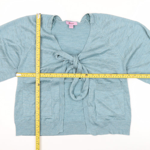 Monsoon Women’s Blue Cardigan UK 10 V-Neck Bow Detail 3/4 Sleeve