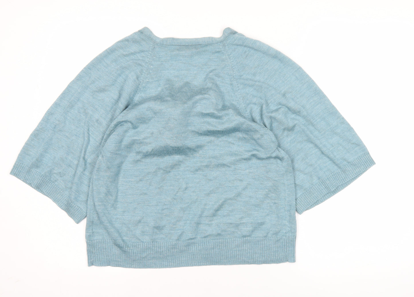 Monsoon Women’s Blue Cardigan UK 10 V-Neck Bow Detail 3/4 Sleeve