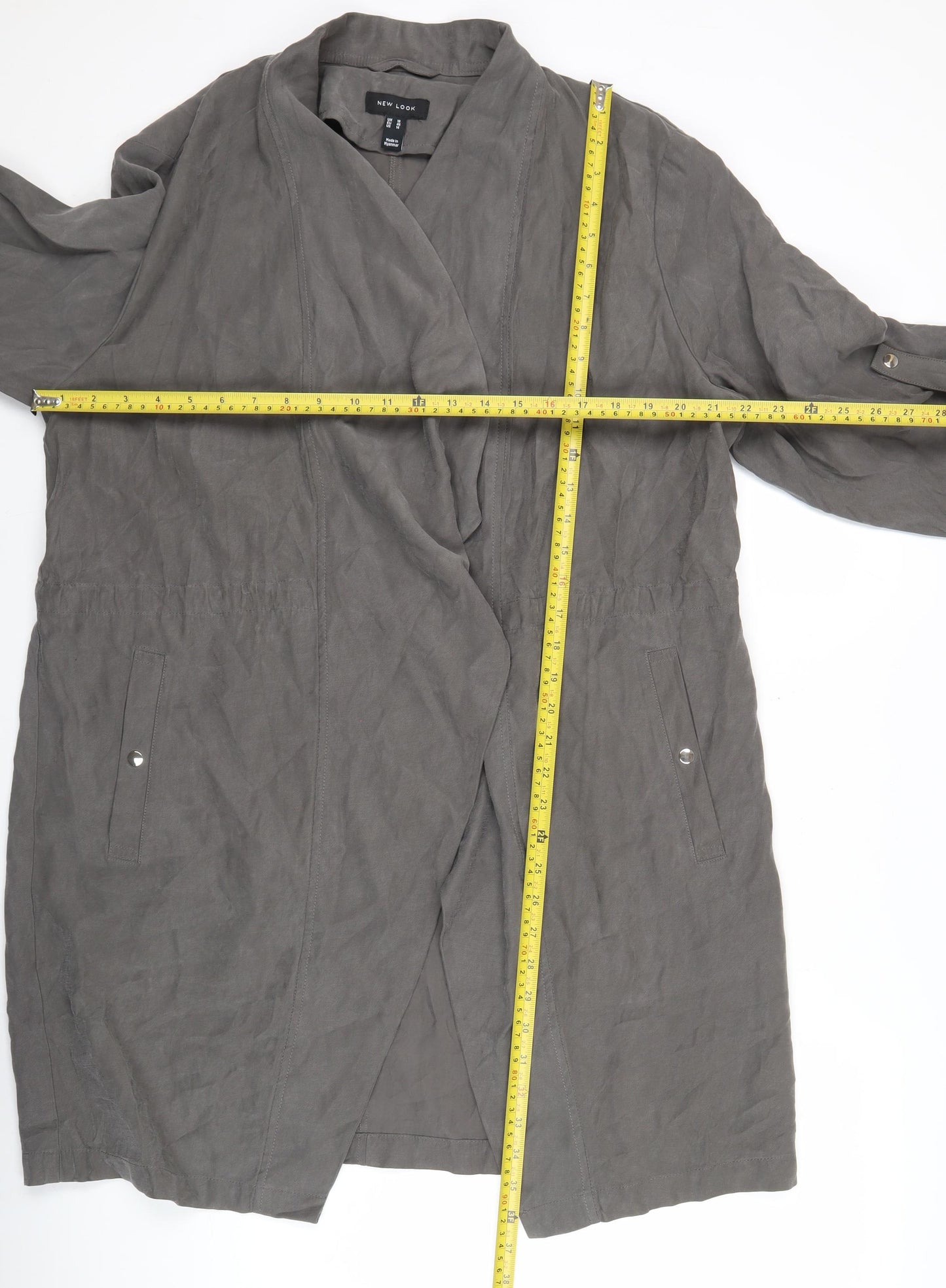 New Look Women’s Grey Long Coatigan Jacket UK 18 Lightweight Casual