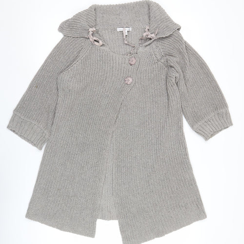 Quin & Donnelly Womens Grey M Cardigan Chunky Knit Cowl Neck 3/4 Sleeve