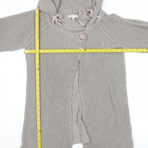 Quin & Donnelly Womens Grey M Cardigan Chunky Knit Cowl Neck 3/4 Sleeve