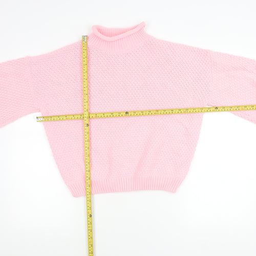 PrettyLittleThing Women’s Pink Chunky Knit Mock Neck Jumper Size S