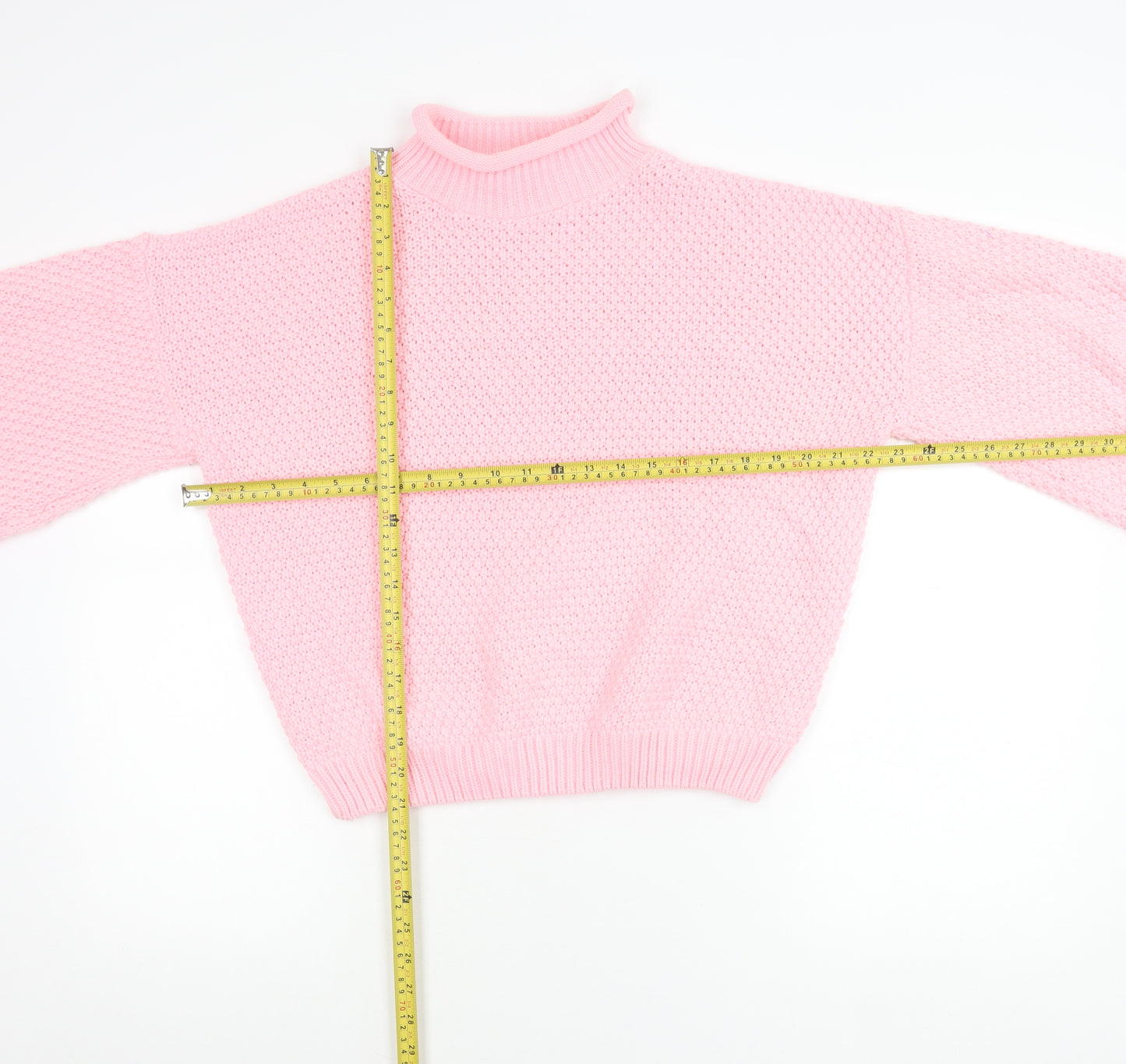 PrettyLittleThing Women’s Pink Chunky Knit Mock Neck Jumper Size S
