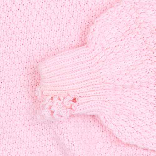 PrettyLittleThing Women’s Pink Chunky Knit Mock Neck Jumper Size S