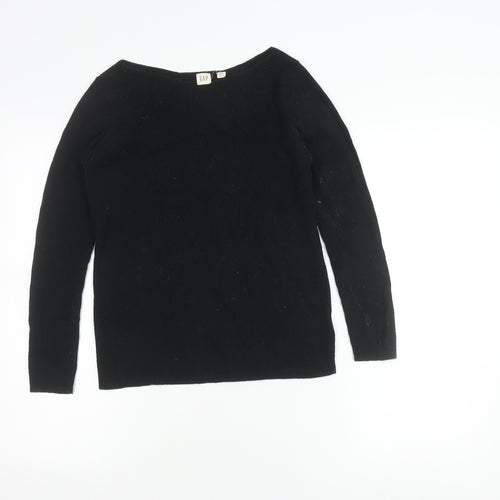 GAP Women’s Black Petite S Boat Neck Knit Long Sleeve Blouse