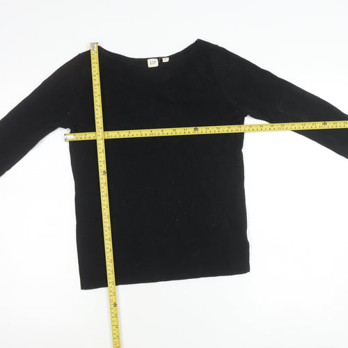 GAP Women’s Black Petite S Boat Neck Knit Long Sleeve Blouse