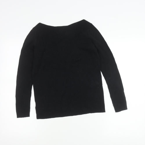 GAP Women’s Black Petite S Boat Neck Knit Long Sleeve Blouse