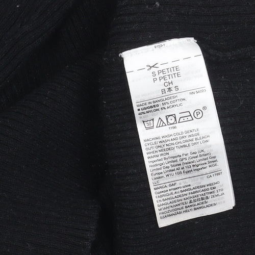 GAP Women’s Black Petite S Boat Neck Knit Long Sleeve Blouse