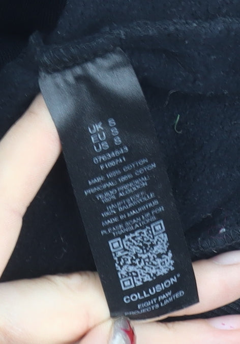 Collusion Men’s Black Pullover Hoodie Size S Cotton Long Sleeve