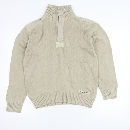 Pierre Cardin Men's Beige Cotton 1/4 Zip Pullover Jumper M