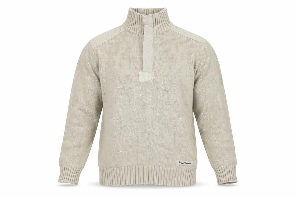 Front view of Pierre Cardin Men's Beige Cotton 1/4 Zip jumper M