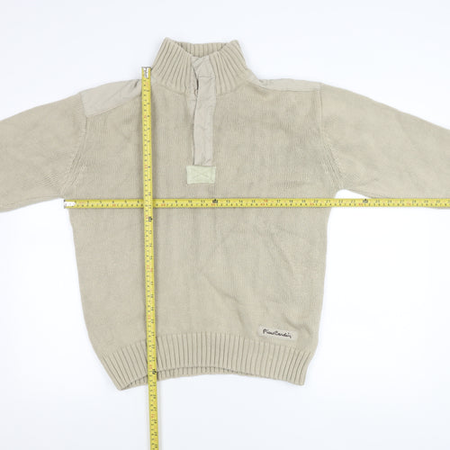 Pierre Cardin Men's Beige Cotton 1/4 Zip Pullover Jumper M