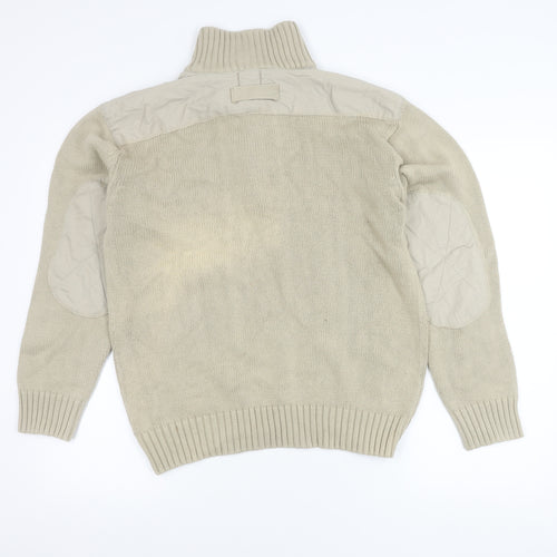 Pierre Cardin Men's Beige Cotton 1/4 Zip Pullover Jumper M