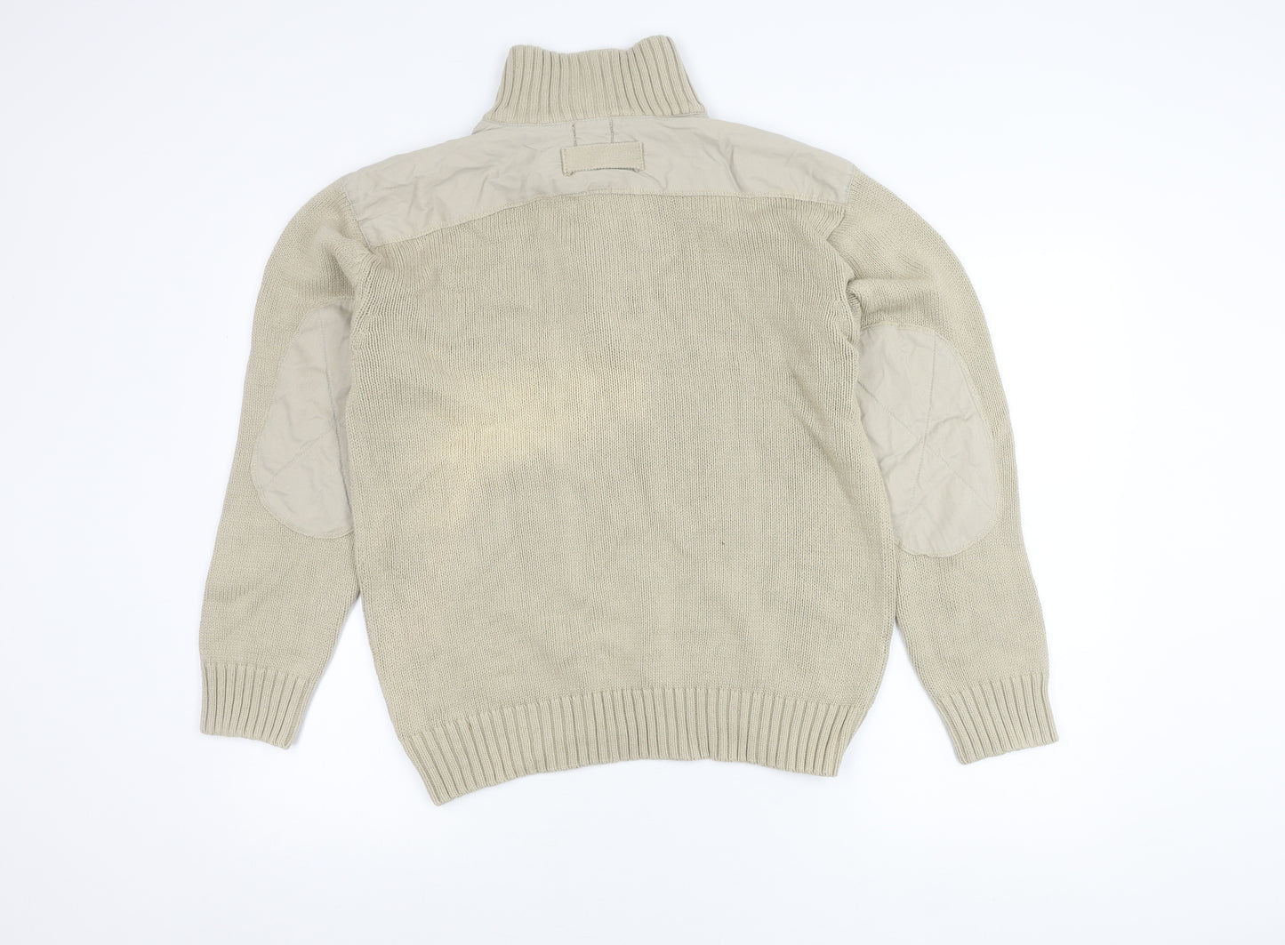 Pierre Cardin Men's Beige Cotton 1/4 Zip Pullover Jumper M