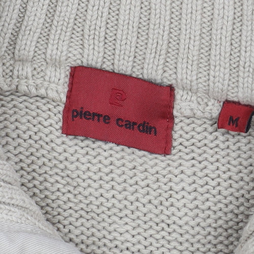 Pierre Cardin Men's Beige Cotton 1/4 Zip Pullover Jumper M