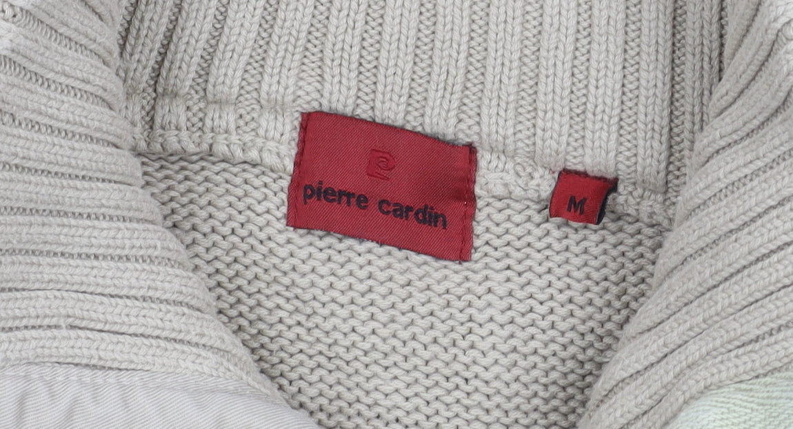 Pierre Cardin Men's Beige Cotton 1/4 Zip Pullover Jumper M