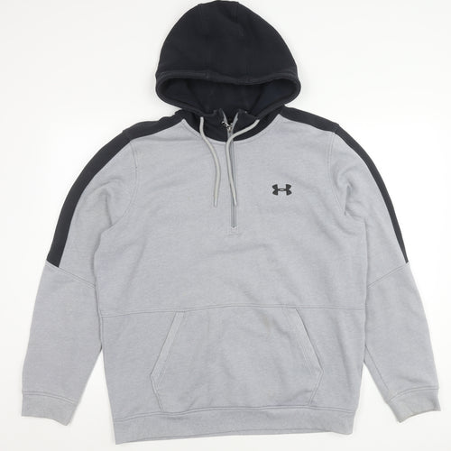 Under Armour Mens Grey L Hoodie 1/2 Zip Logo Sportswear Fleece