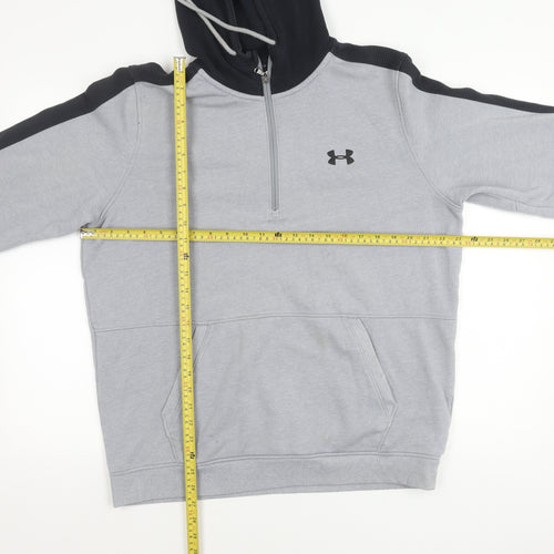 Under Armour Mens Grey L Hoodie 1/2 Zip Logo Sportswear Fleece