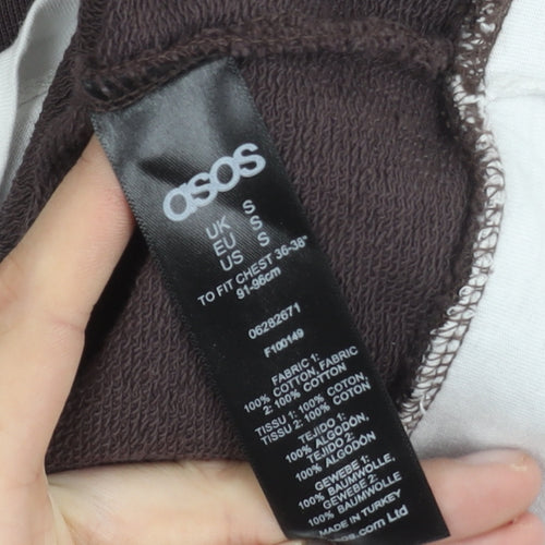 ASOS Mens Brown Pullover Hoodie Size S Regular Fit Long Sleeve