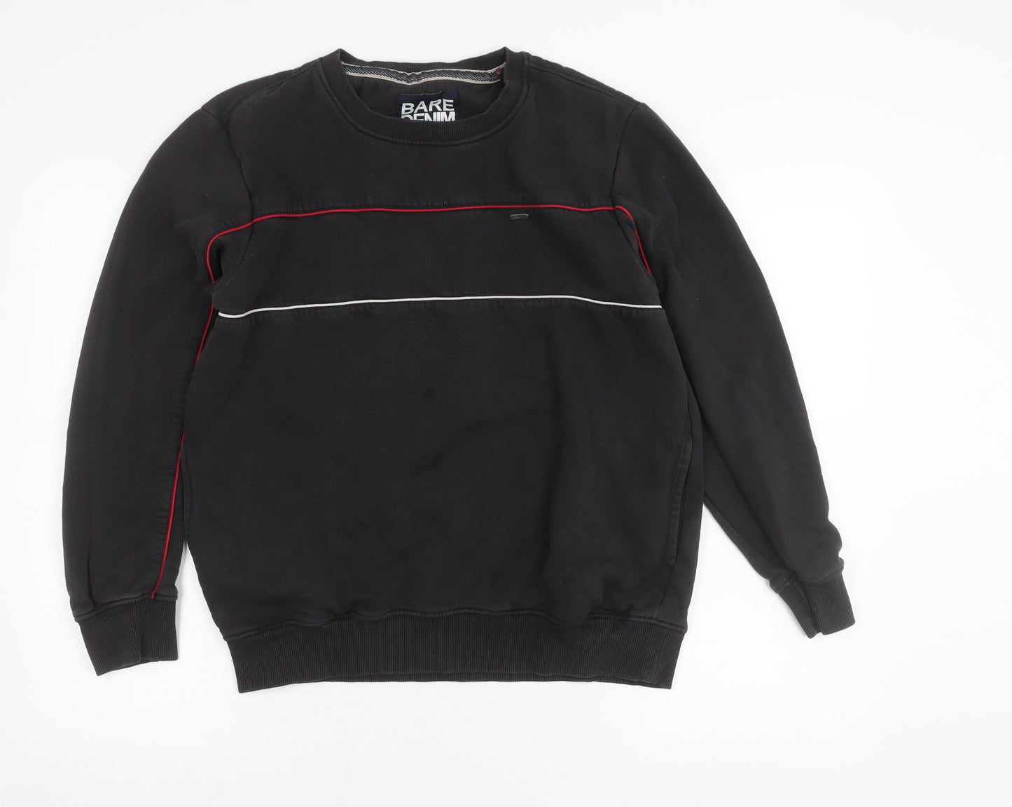 Bare Denim Men's Black L Sweatshirt Pullover Crew Neck Cotton