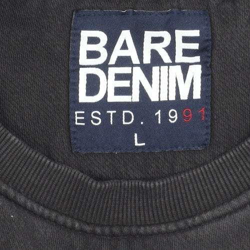 Bare Denim Men's Black L Sweatshirt Pullover Crew Neck Cotton