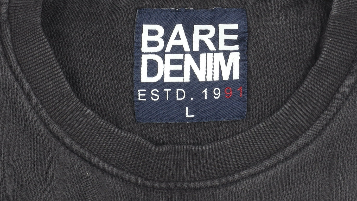Bare Denim Men's Black L Sweatshirt Pullover Crew Neck Cotton