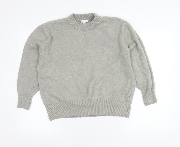 H&M Women’s Grey Mock Neck Pullover Jumper Size M Long Sleeve