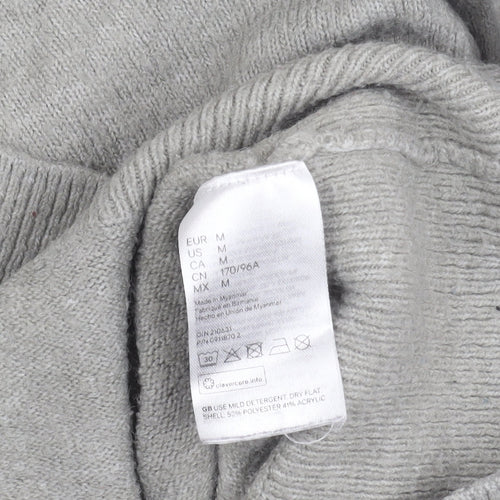 H&M Women’s Grey Mock Neck Pullover Jumper Size M Long Sleeve