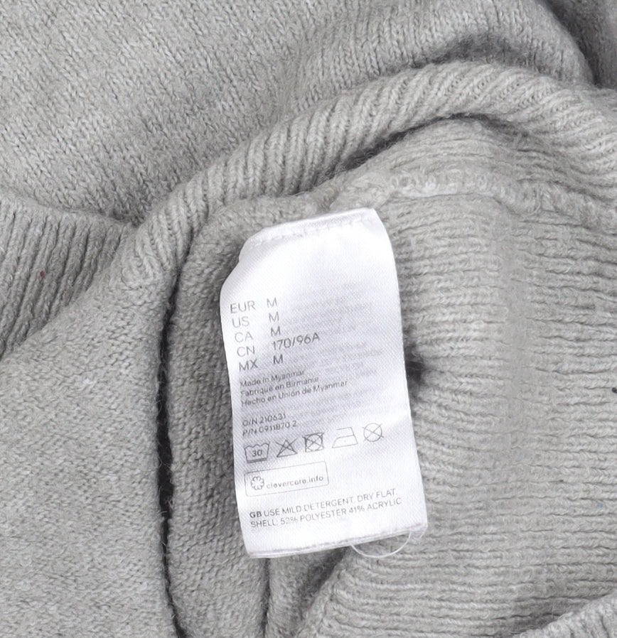 H&M Women’s Grey Mock Neck Pullover Jumper Size M Long Sleeve