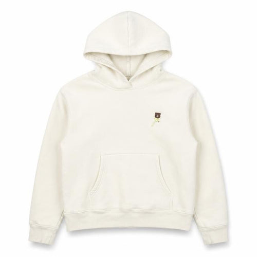 O.C.E Girls White Bear Embroidered Hoodie L Fleece Pullover Casual