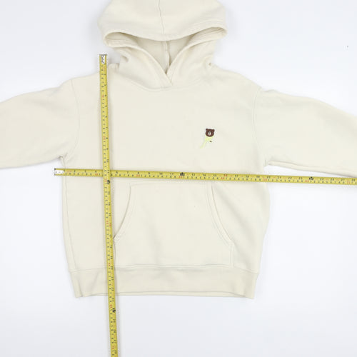 O.C.E Girls White Bear Embroidered Hoodie L Fleece Pullover Casual