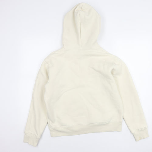 O.C.E Girls White Bear Embroidered Hoodie L Fleece Pullover Casual