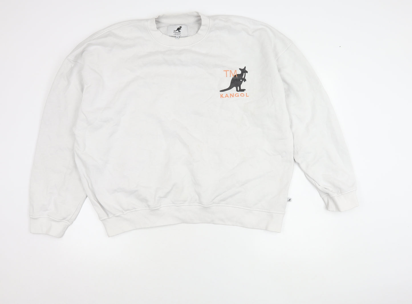 Kangol Men’s White XL Pullover Sweatshirt Logo Graphic Cotton Blend
