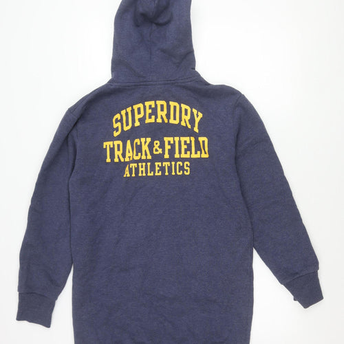 Superdry Women’s Blue Pullover Hoodie Size 12 Logo Sportswear