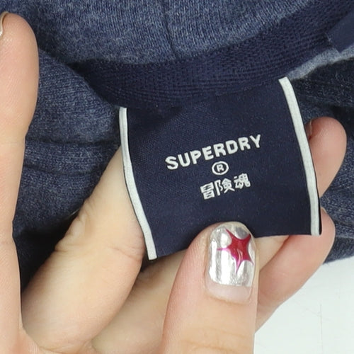 Superdry Women’s Blue Pullover Hoodie Size 12 Logo Sportswear