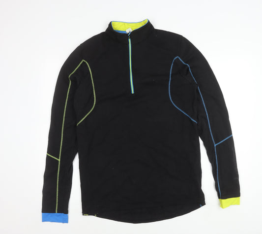 Decathlon Men Black XL Basic Jacket 1/2 Zip Polyester Wool