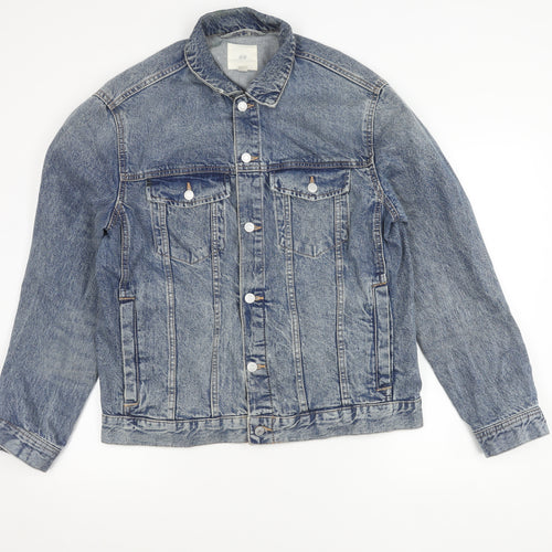 H&M Women’s Blue Denim Basic Jacket L Long Sleeve Casual