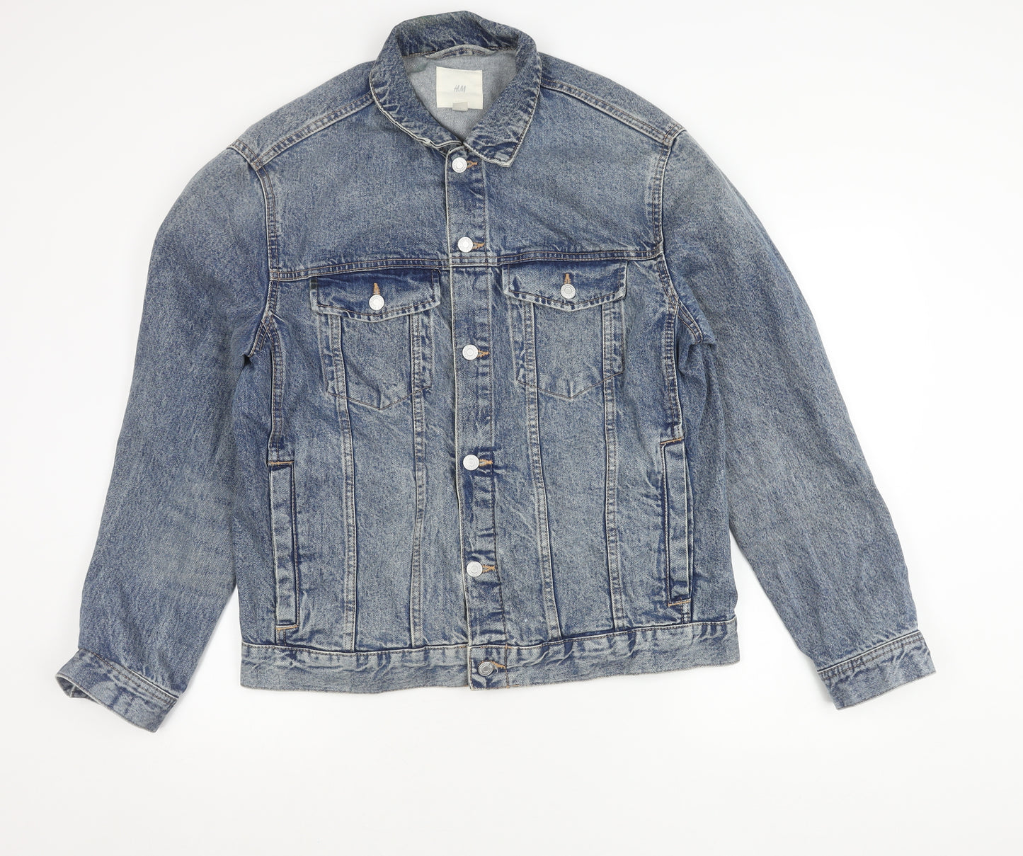 H&M Women’s Blue Denim Basic Jacket L Long Sleeve Casual
