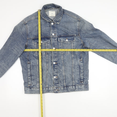 H&M Women’s Blue Denim Basic Jacket L Long Sleeve Casual