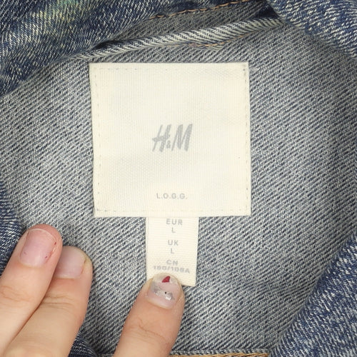 H&M Women’s Blue Denim Basic Jacket L Long Sleeve Casual