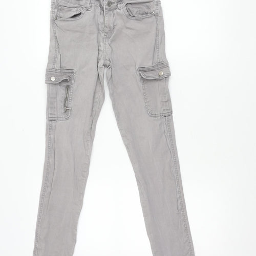 PrimCo Womens Grey Cargo Jeans Size 10 Regular Fit Cotton