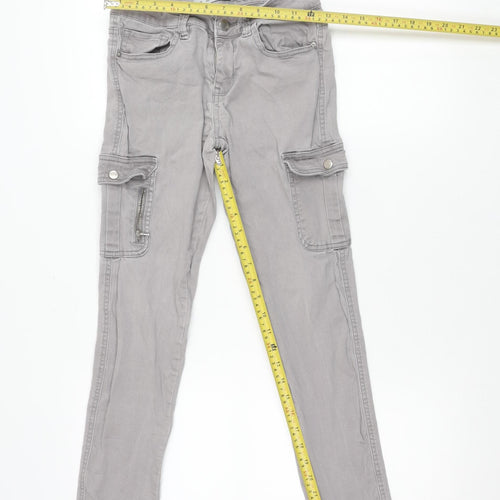 PrimCo Womens Grey Cargo Jeans Size 10 Regular Fit Cotton
