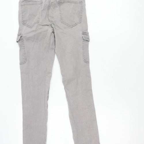 PrimCo Womens Grey Cargo Jeans Size 10 Regular Fit Cotton