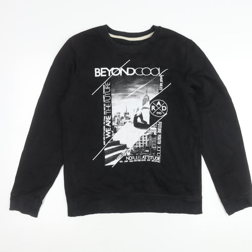 George Boys Black Graphic Pullover Sweatshirt 13-14 Years Crew Neck